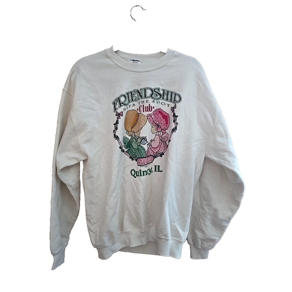 VTG JERZEES White Precious Moments Graphic Pullover Sweatshirt Womans Large - Picture 1 of 5